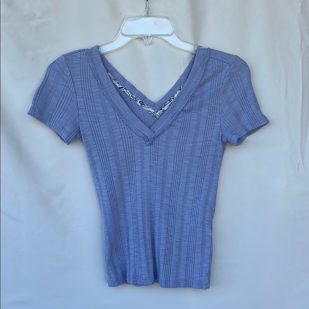 Pilcro Purple Fitted Ribbed Tee XS